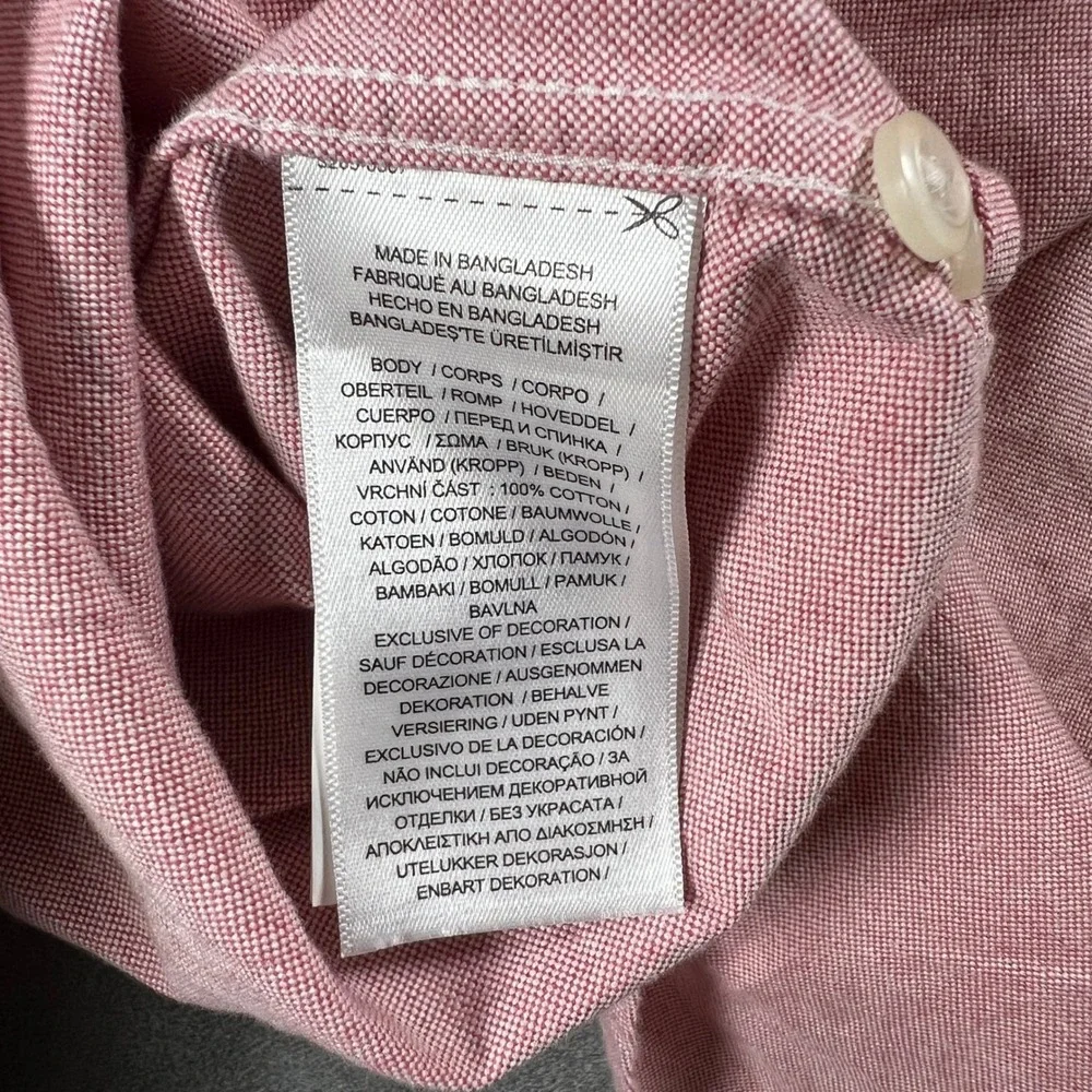 Polo Ralph Lauren Mens Large Pink Short Sleeve Oxford Button Down Shirt Classic